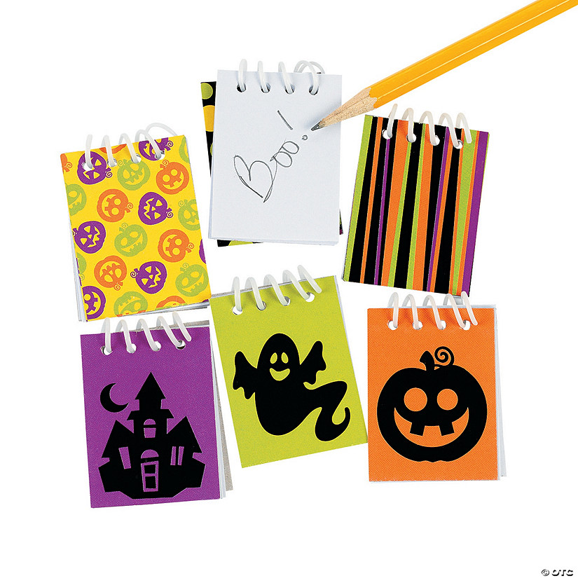 1 1/2" x 2" Bulk 48 Pc. Mini Iconic Halloween Blank Paper Spiral Notepads Image