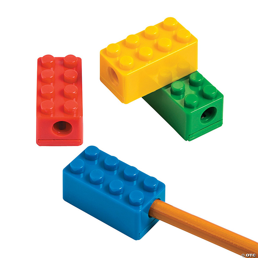 1 1/2" x 3/4" Brick Party Plastic Pencil Sharpeners - 12 Pc. Image