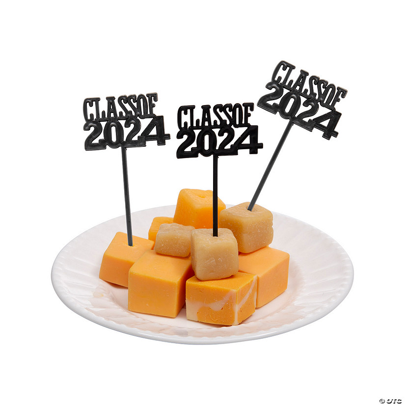 1 1/2" x 3" Bulk 72 Pc. Graduation Party Class of 2024 Plastic Food Picks Image