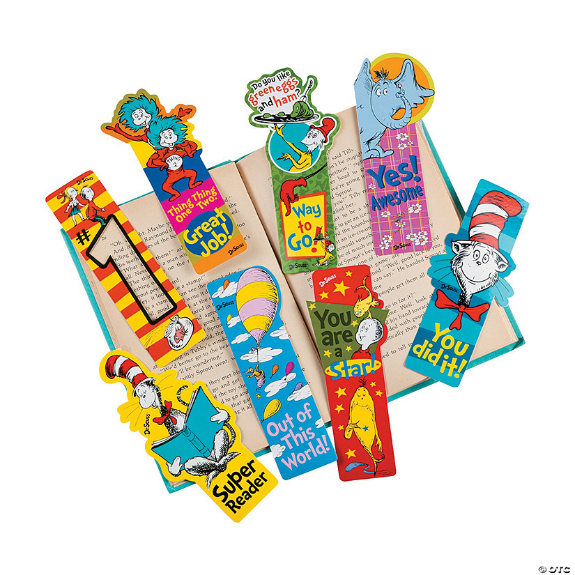 1 1/2" x 6" Bulk 50 Pc. Dr. Seuss&#8482; Characters Motivational Bookmarks Image