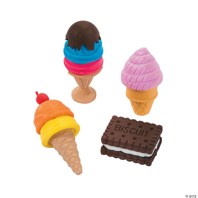 1 1/4" - 2" Assorted Summer Treat-Shaped Rubber Erasers - 24 Pc. Image