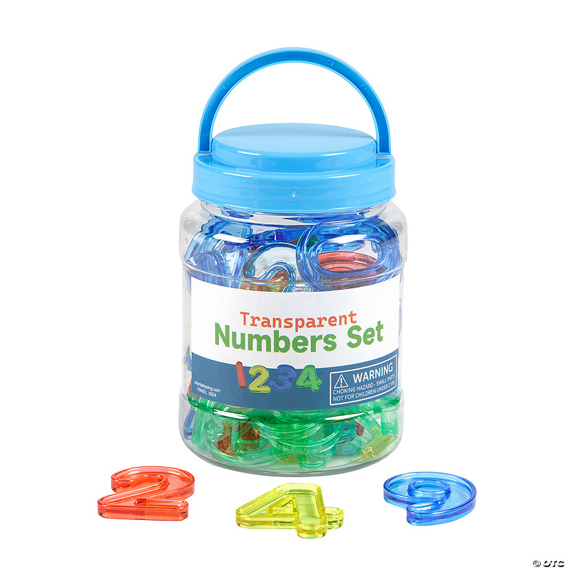 1 1/4" - 2" Translucent Numbers Counters Set with Storage Jar - 52 Pc. Image