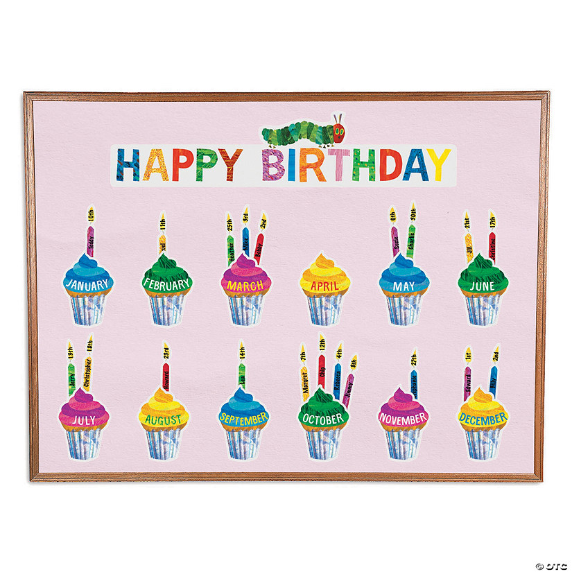 1 1/4" - 24" x 5" - 9" World of Eric Carle Mini Birthday Bulletin Board Set - 59 Pc. Image