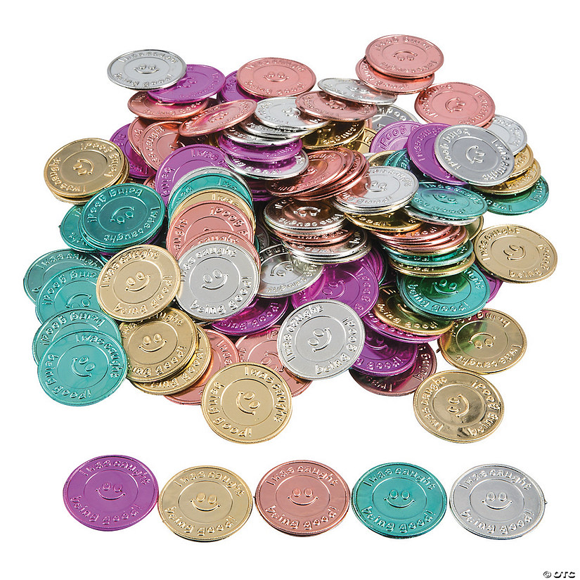 1 1/4" Bulk 144 Pc. I Was Caught Being Good Colorful Smiling Coins Image