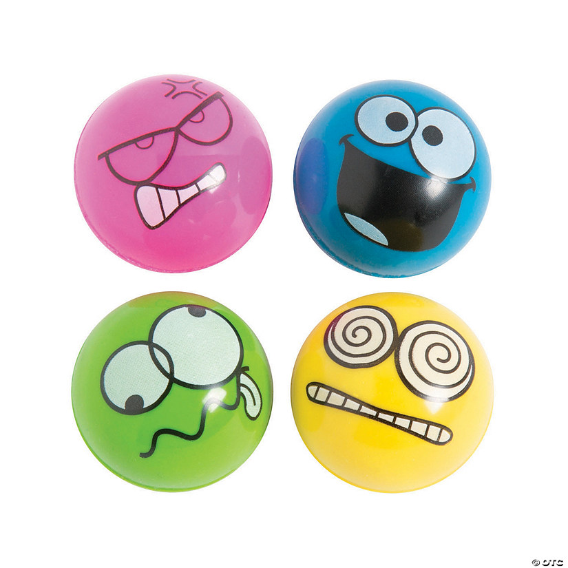 1 1/4" Bulk 48 Pc. Brightly Colored Silly Emoji Bouncy Balls Image