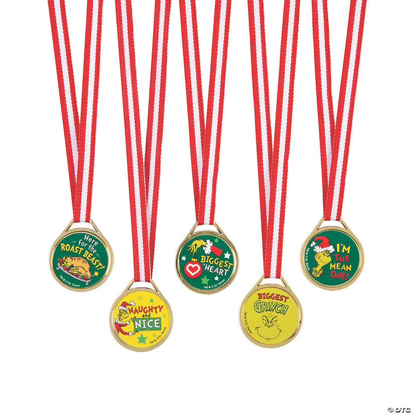 1 1/4" Bulk 50 Pc. Dr. Seuss&#8482; The Grinch Plastic Award Medals Image