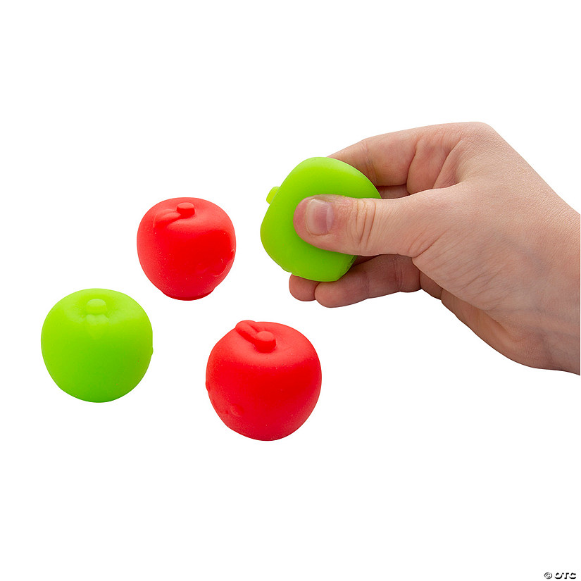 1 1/4&quot; Bulk 72 Pc. Mini Sticky Squishy Rubber Red &amp; Green Apples Image