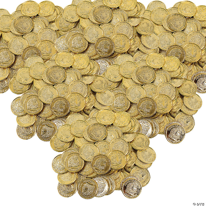 1 1/4&quot; Mega Bulk 2016 Pc. Greek Design Shiny Gold Plastic Coins Image