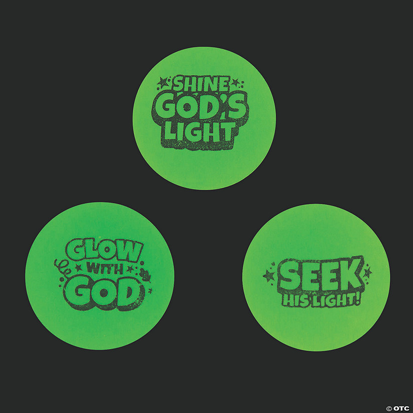 1 1/4" Mini Christian Pumpkin Glow-in-the-Dark Rubber Bouncy Balls - 12 Pc. Image