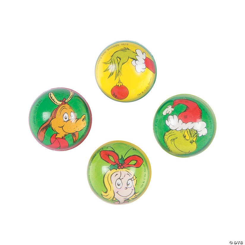 1 1/4" Mini Dr. Seuss&#8482; The Grinch Rubber Bouncy Balls - 24 Pc. Image