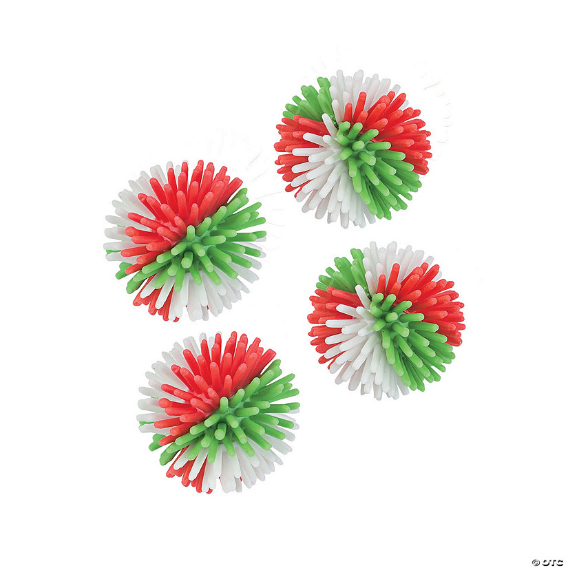 1 1/4" Mini Holiday Red, Green & White Vinyl Porcupine Balls - 36 Pc. Image