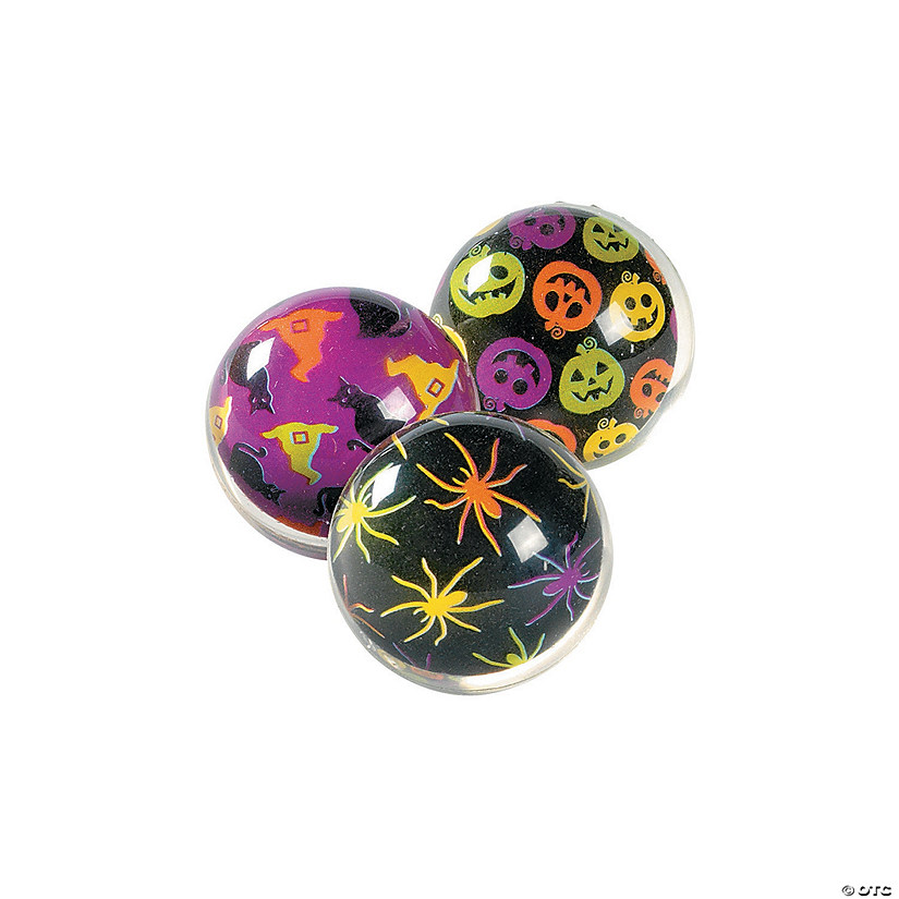 1 1/4" Mini Iconic Halloween Rubber Bouncy Ball Assortment - 12 Pc. Image