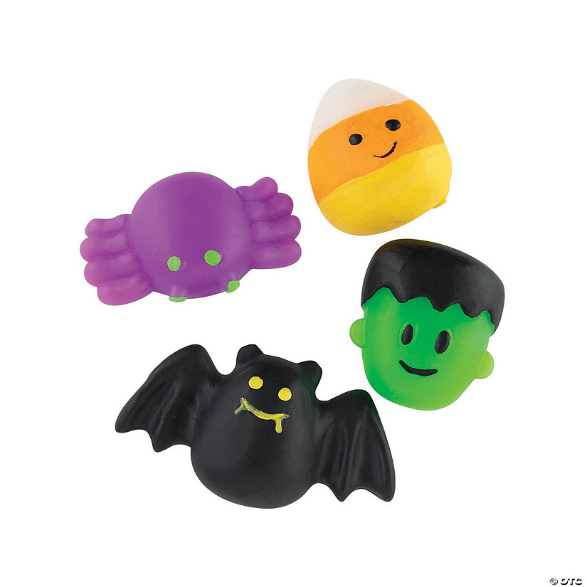 1 1/4" x 1 1/2" Mini Halloween Character Rubber Mochi Squishies - 12 Pc. Image