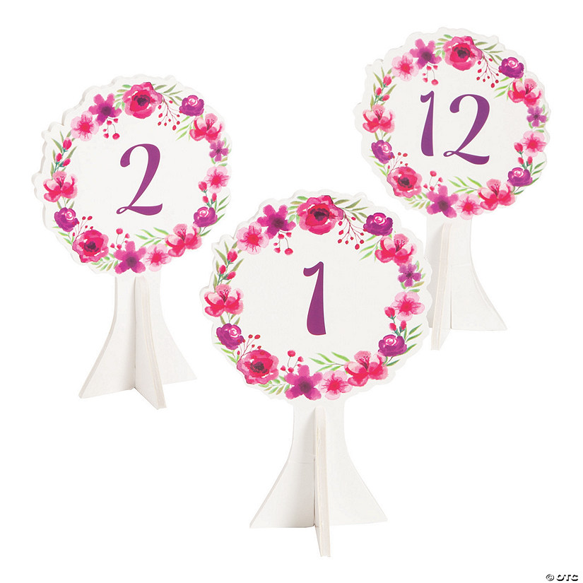 1-12 Floral Wreath Table Numbers - 12 Pc. Image