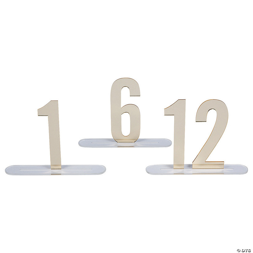 1 - 12 Gold Mirror Table Numbers - 12 Pc. Image