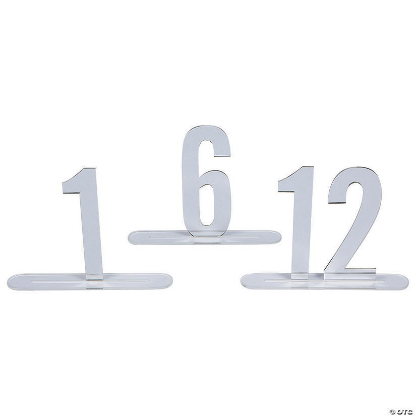 1 - 12 Silver Mirror Table Numbers - 12 Pc. Image
