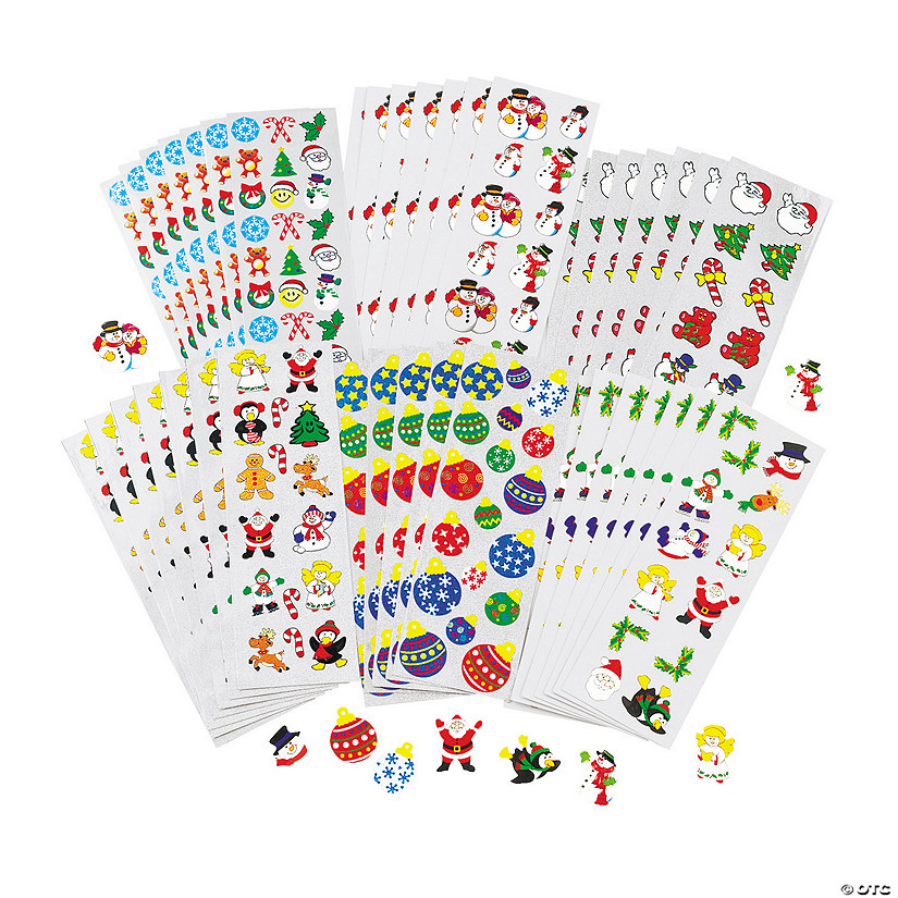 1/2" - 1" Bulk 1200 Pc. Holiday Paper Sticker Sheet Assortment Image