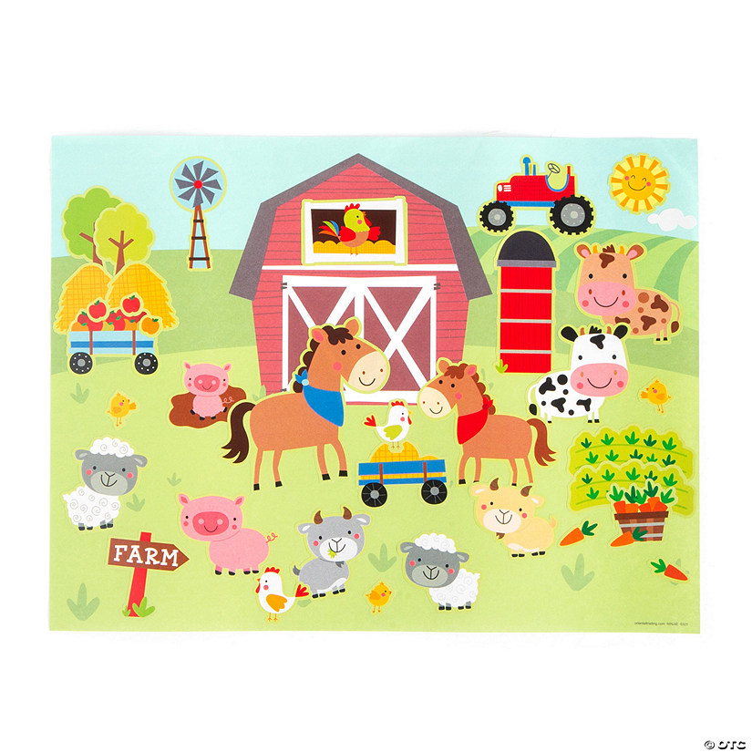 1/2" - 2 1/2" Farmyard Barn Animal Characters Sticker Scenes - 12 Pc. Image
