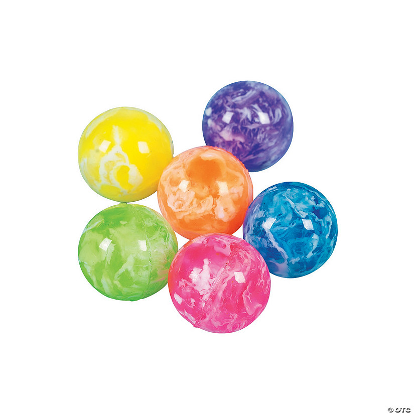 1/2" -  5/8" Bulk 48 Pc. Mini Neon Swirl Rubber Bouncy Balls Image