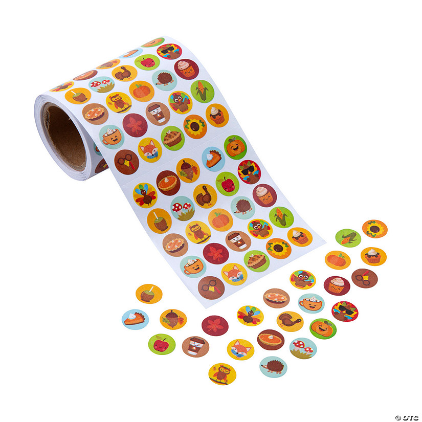 1/2" Bulk 1000 Pc. Mini Thanksgiving Stickers Roll Image