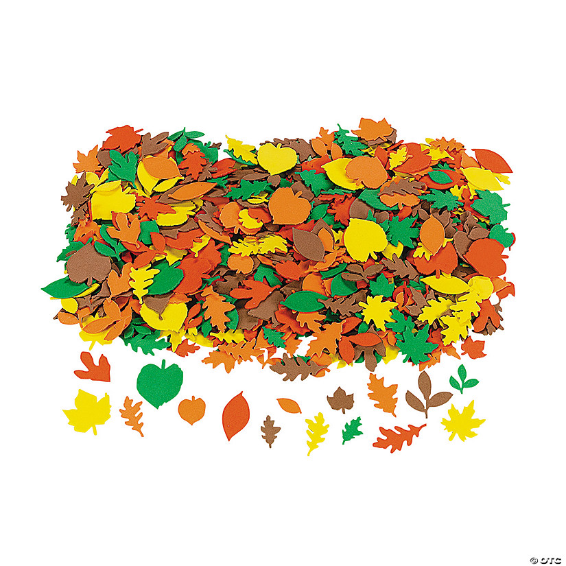 1" - 2" Bulk 500 Pc. Fall Leaf Fabulous Foam Self-Adhesive Sticker Shapess Image