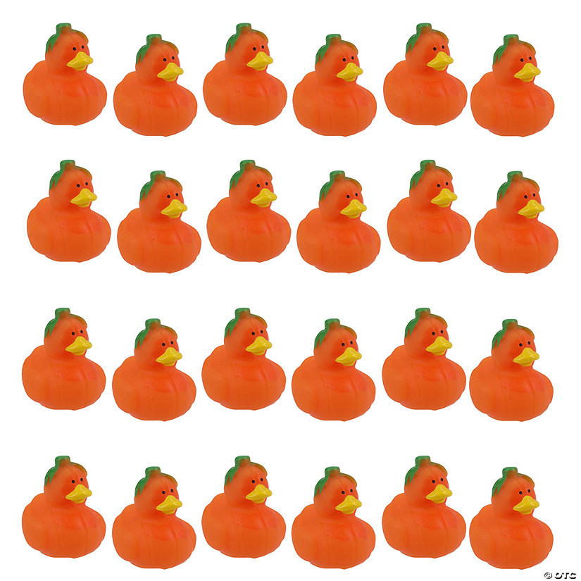 1/2" Micro Halloween Pumpkin Rubber Ducks &amp;#8211; 24 Pc.  Image