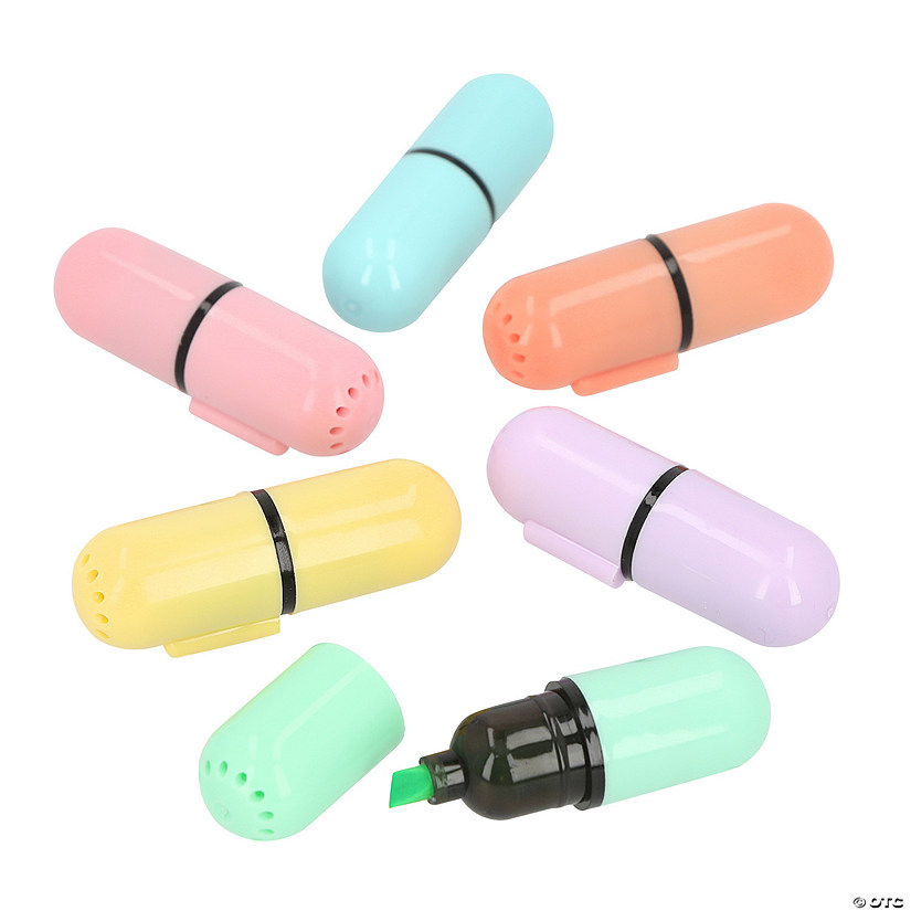 1/2" x 2" Pastel Mini Plastic Highlighters Assortment - 12 Pc. Image