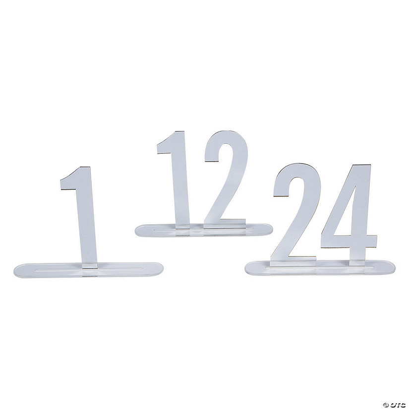 1 - 24 Silver Mirror Table Numbers Image