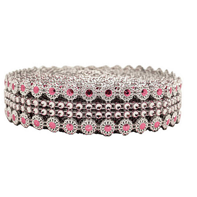 1.25" x 10 Yards Silver / Pink Mesh Wrap Image