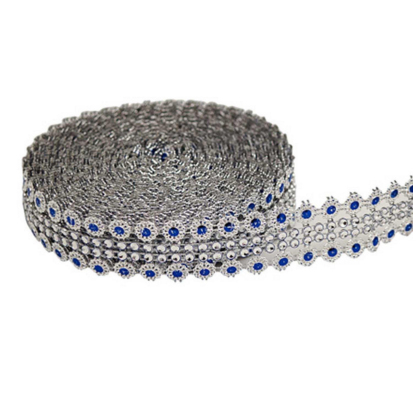 1.25" x 10 Yards Silver / Royal Blue Mesh Wrap Image