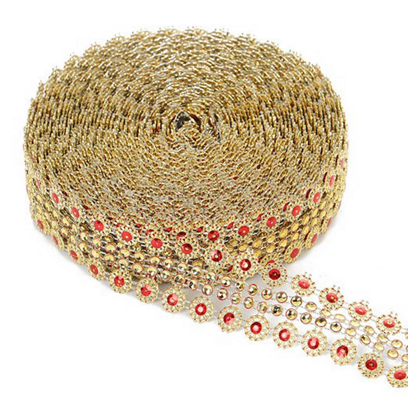 1.25"x 10 Yards Gold and Red Mesh Wrap Image