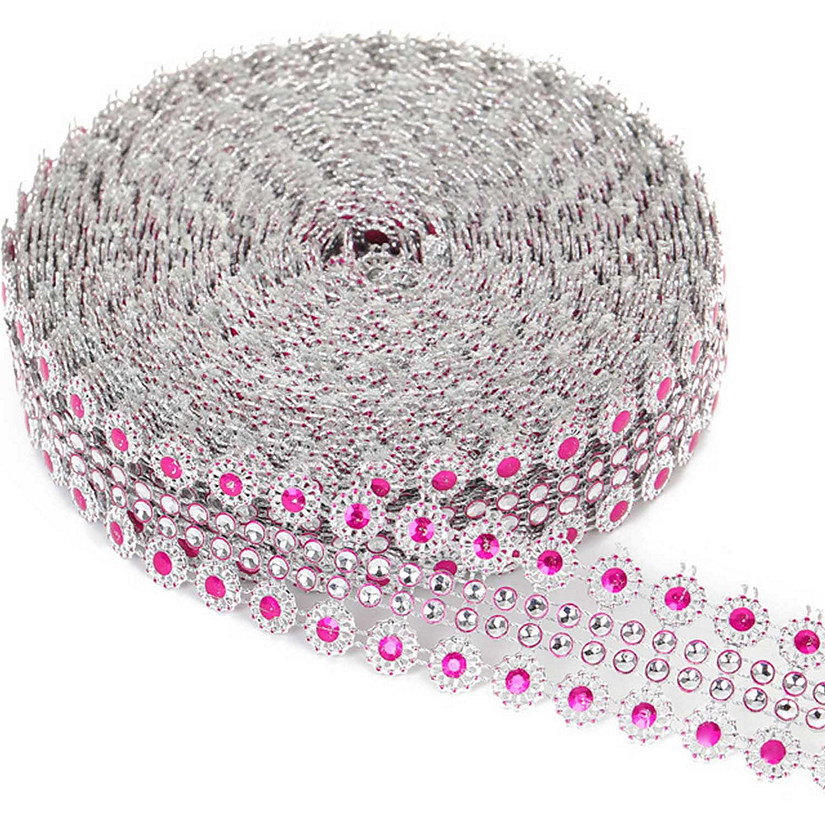 1.25"x 10 Yards Silver Fuchsia Mesh Wrap Image