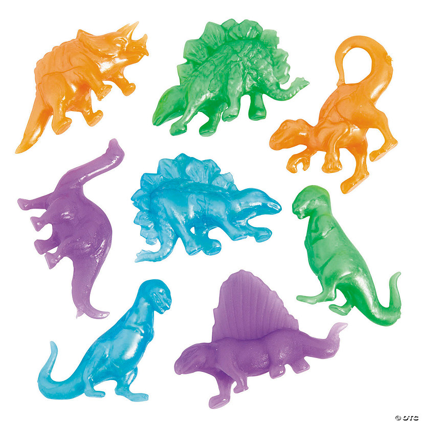 1 3/4" - 2" Bulk 48 Pc. Mini Pearlized Squishy Vinyl Dinosaurs Image