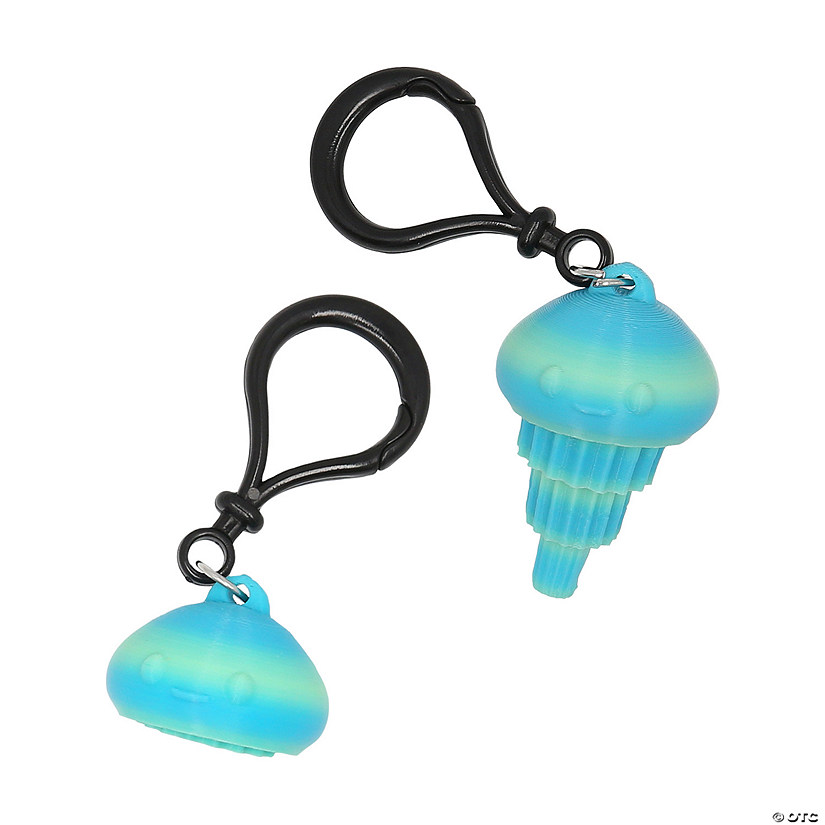 1 3/4" 3D Printed Jellyfish Extending Plastic Keychains - 6 Pc. Image