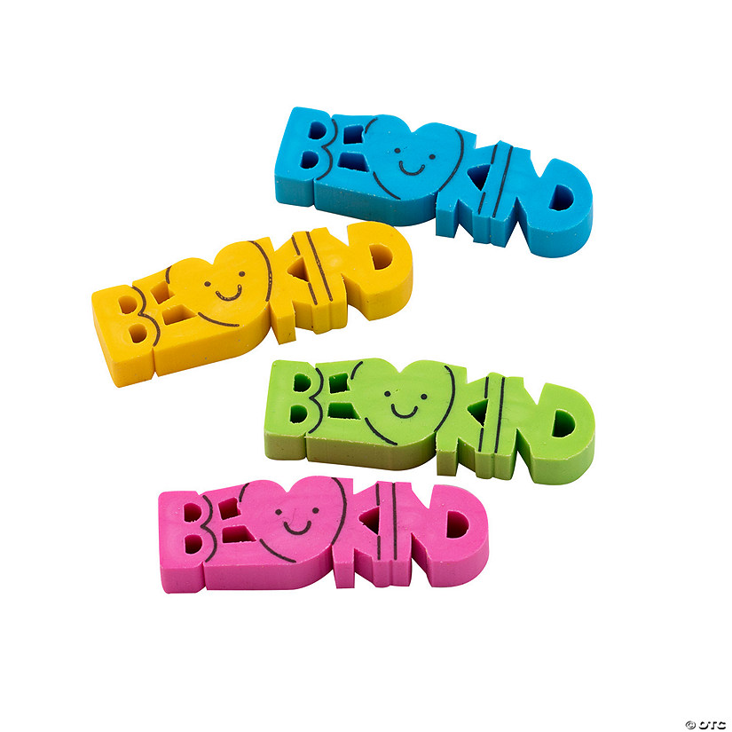 1 3/4" Bright Colors Be Kind Word-Shaped Rubber Erasers - 24 Pc. Image