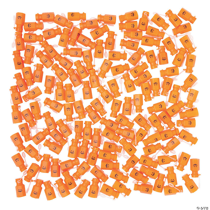 1 3/4" Bulk 144 Pc. Mini Orange Jack-O&#8217;-Lantern Bubble Bottles Image