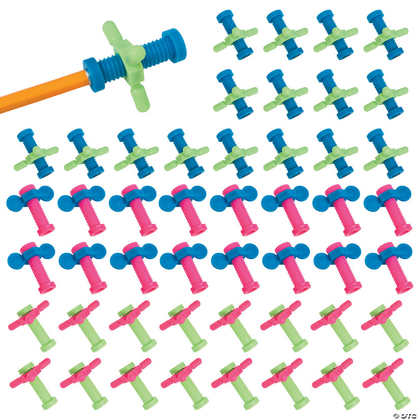 1 3/4&quot; Bulk 48 Pc. Bright Colors Plastic Fidget Pencil Toppers  Image