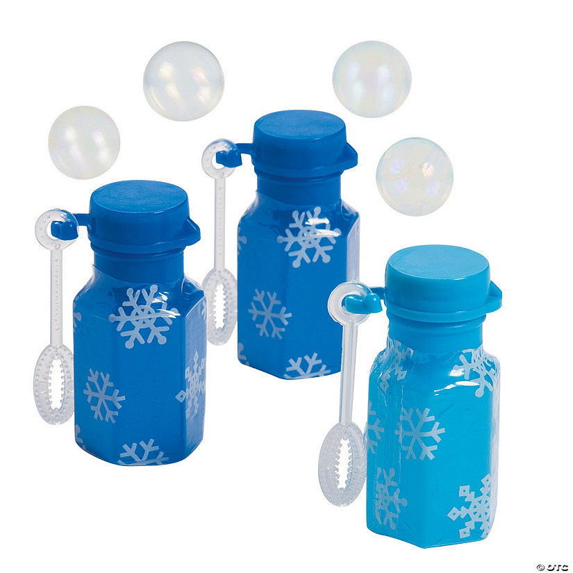 1 3/4" Bulk 48 Pc. Mini Snowflake Plastic Bubble Bottles with Wand Image