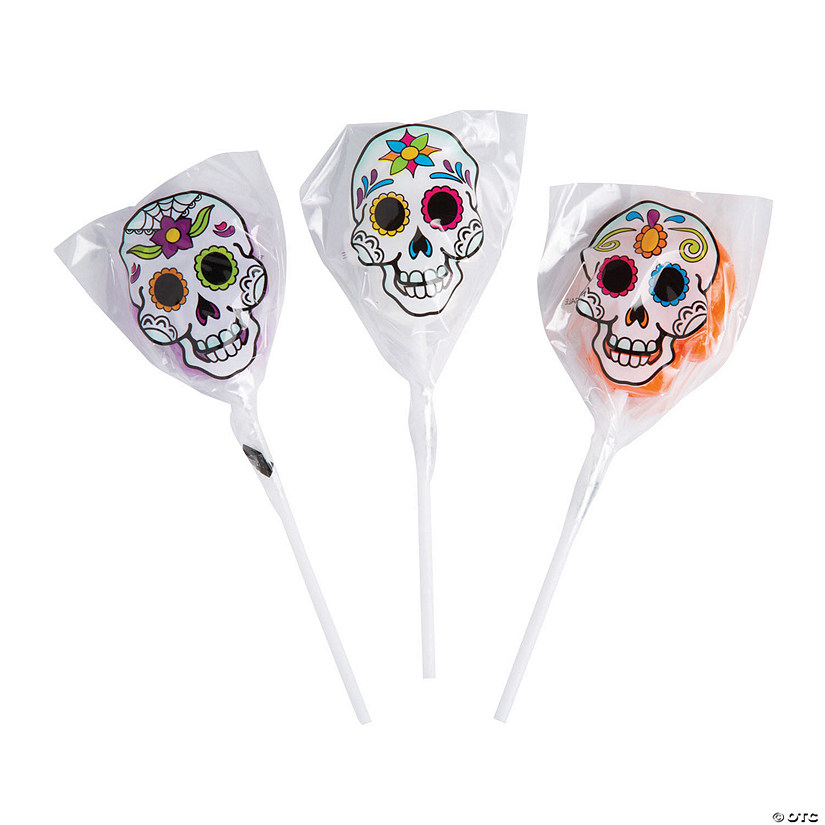 1 3/4" Day of the Dead Sugar Skull Lollipops - 12 Pc. Image