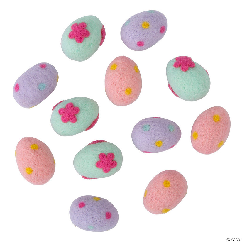 1 3/4" Easter Whimsy Floral Felt Egg Decorations &amp;#8211; 12 Pc. Image