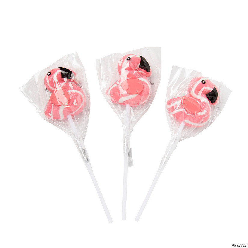 1 3/4" Flamingo Swirl Strawberry Flavor Lollipops - 12 Pc. Image