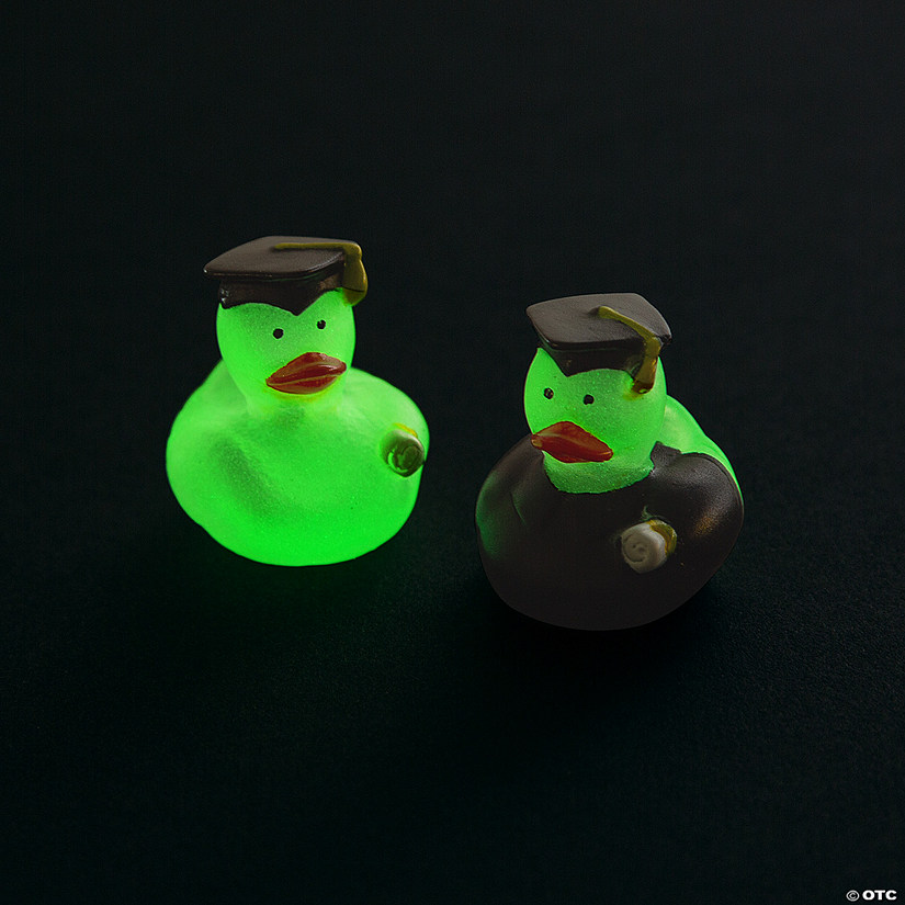 1 3/4" Mini Glow-in-the-Dark Graduation Novelty Rubber Ducks - 24 Pc. Image