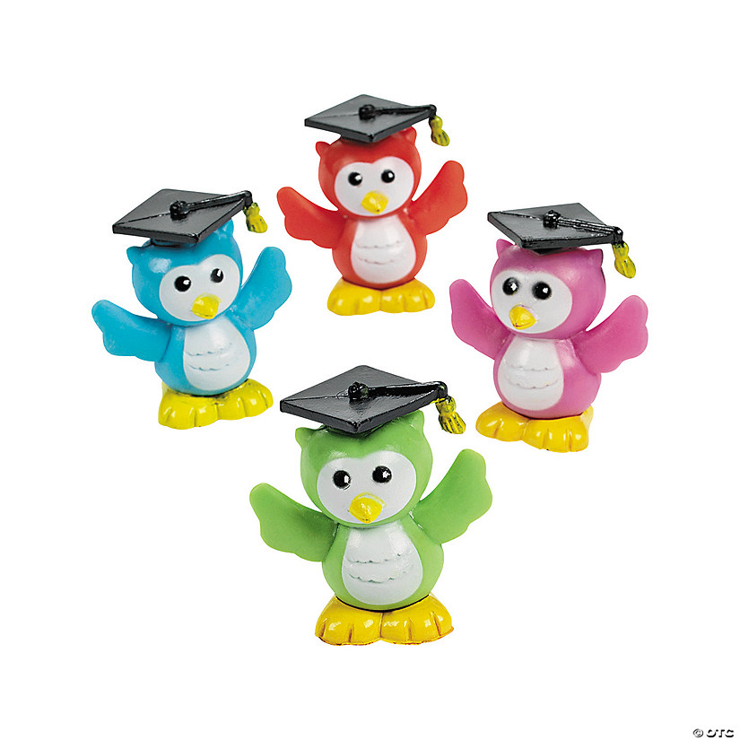 1 3/4" Mini Graduation Multicolor Vinyl Owl Characters - 12 Pc. Image