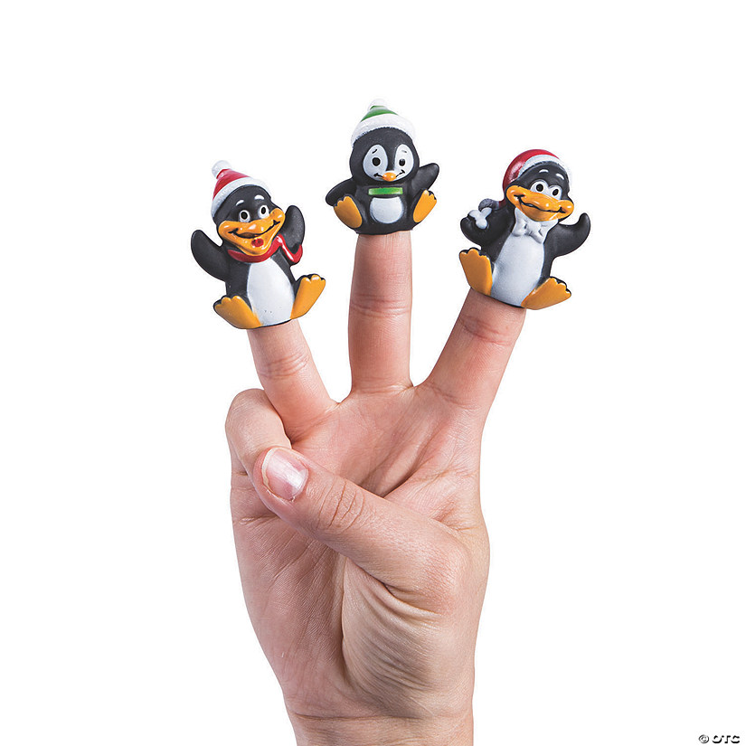 1 3/4" Mini Happy Penguin Vinyl Finger Puppets with Snow Gear - 24 Pc. Image