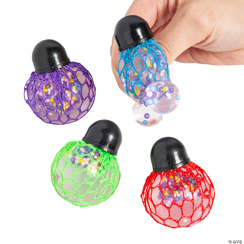 1 3/4" Mini Mesh-Covered Bright Bead Stress Ball Toys - 24 Pc. Image