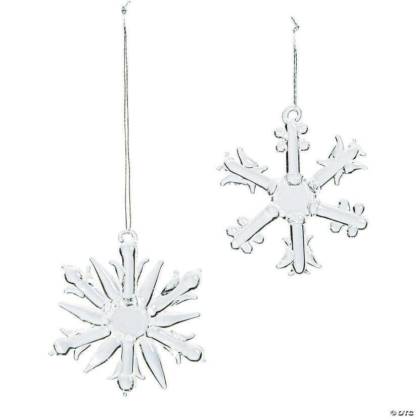 1 3/4" Mini Snowflake--Shaped Glass Christmas Ornaments - 12 Pc. Image