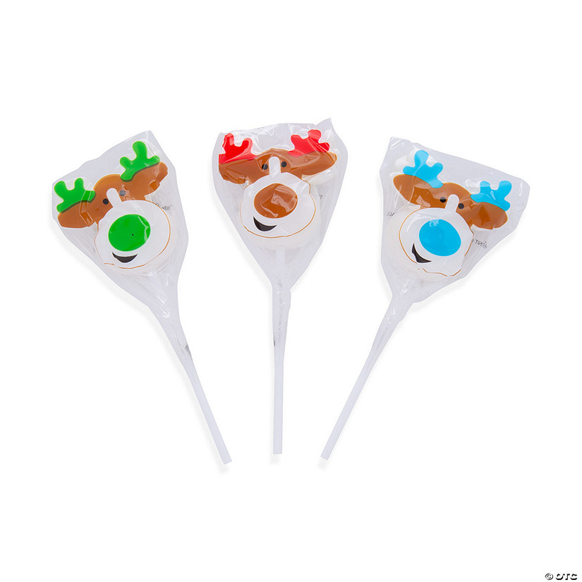 1 3/4" Reindeer-Shaped Peppermint Lollipops - 12 Pc. Image