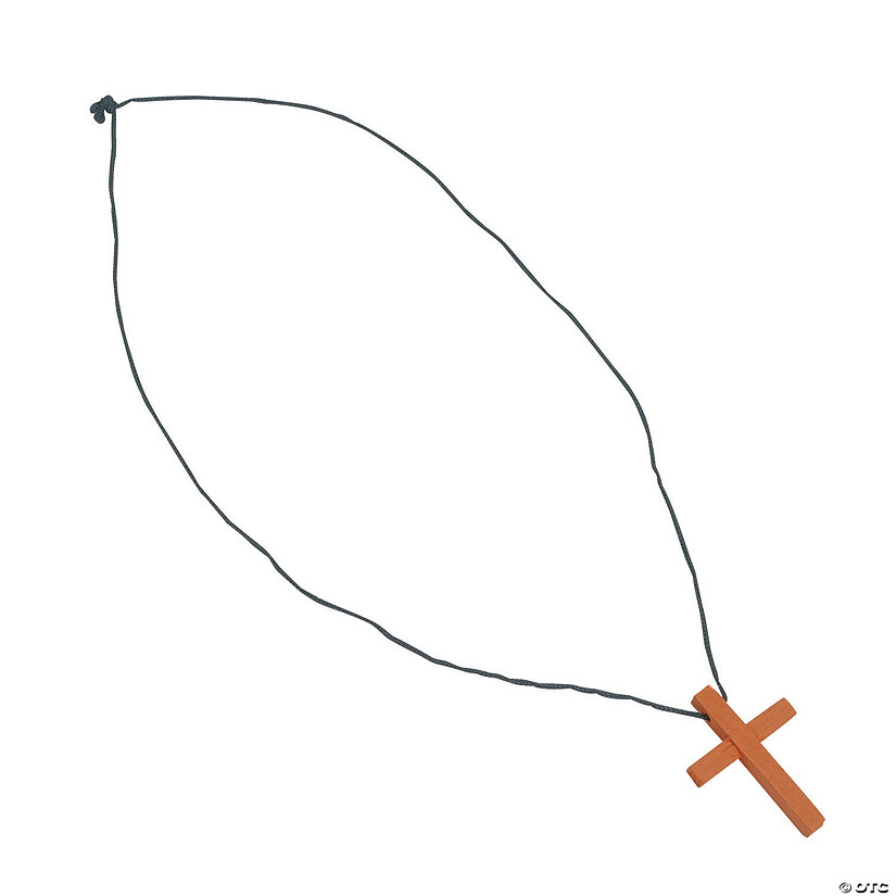 1 3/4" x 30" Wooden Cross Necklaces on Nylon Cording - 12 Pc. Image
