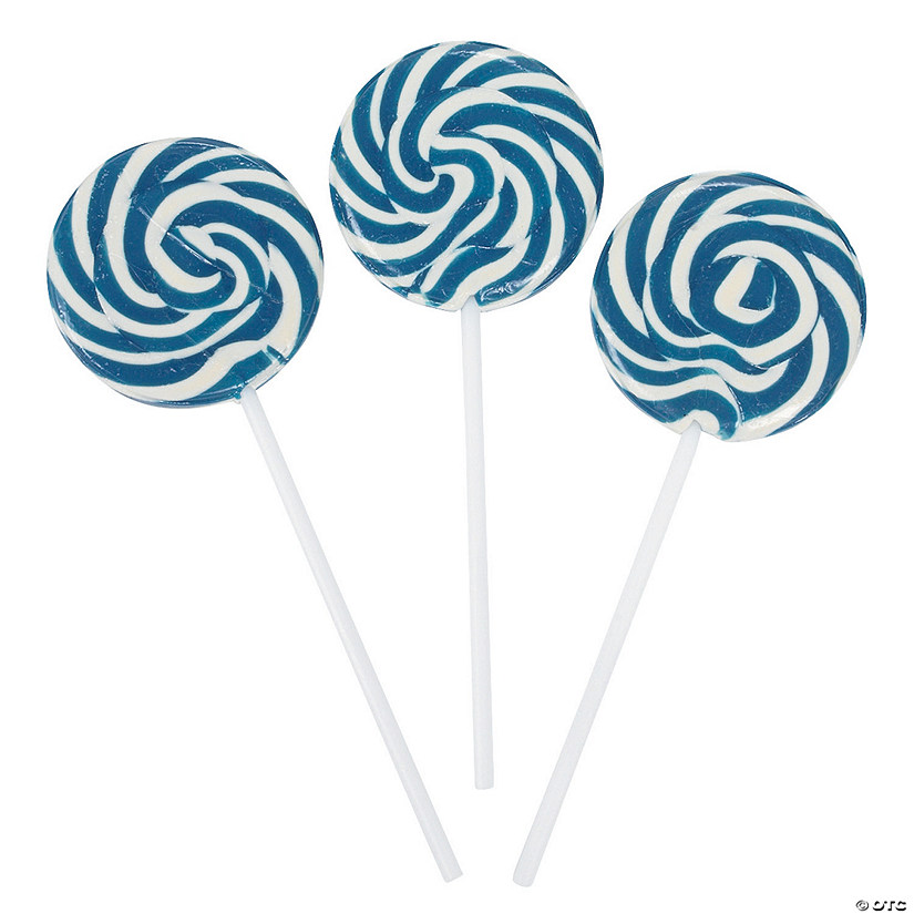 1 3/4" x 4 1/2" 14 oz. Blue & White Swirl Lollipops - 24 Pc. Image