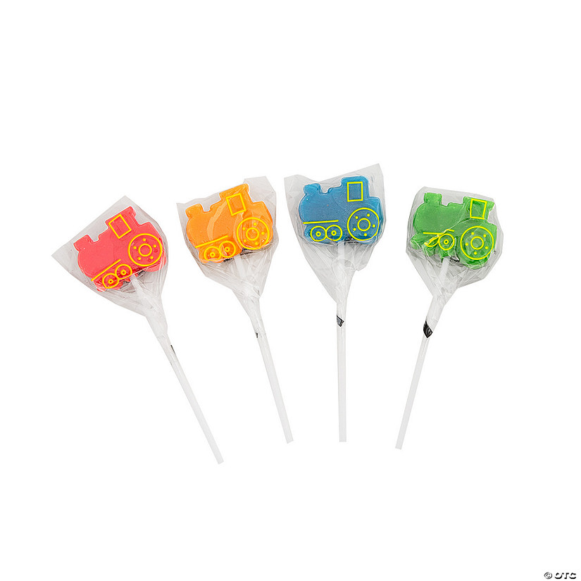 1 3/4" x 4 1/2" Red, Orange, Blue & GreenTrain-Shaped Lollipops - 12 Pc. Image